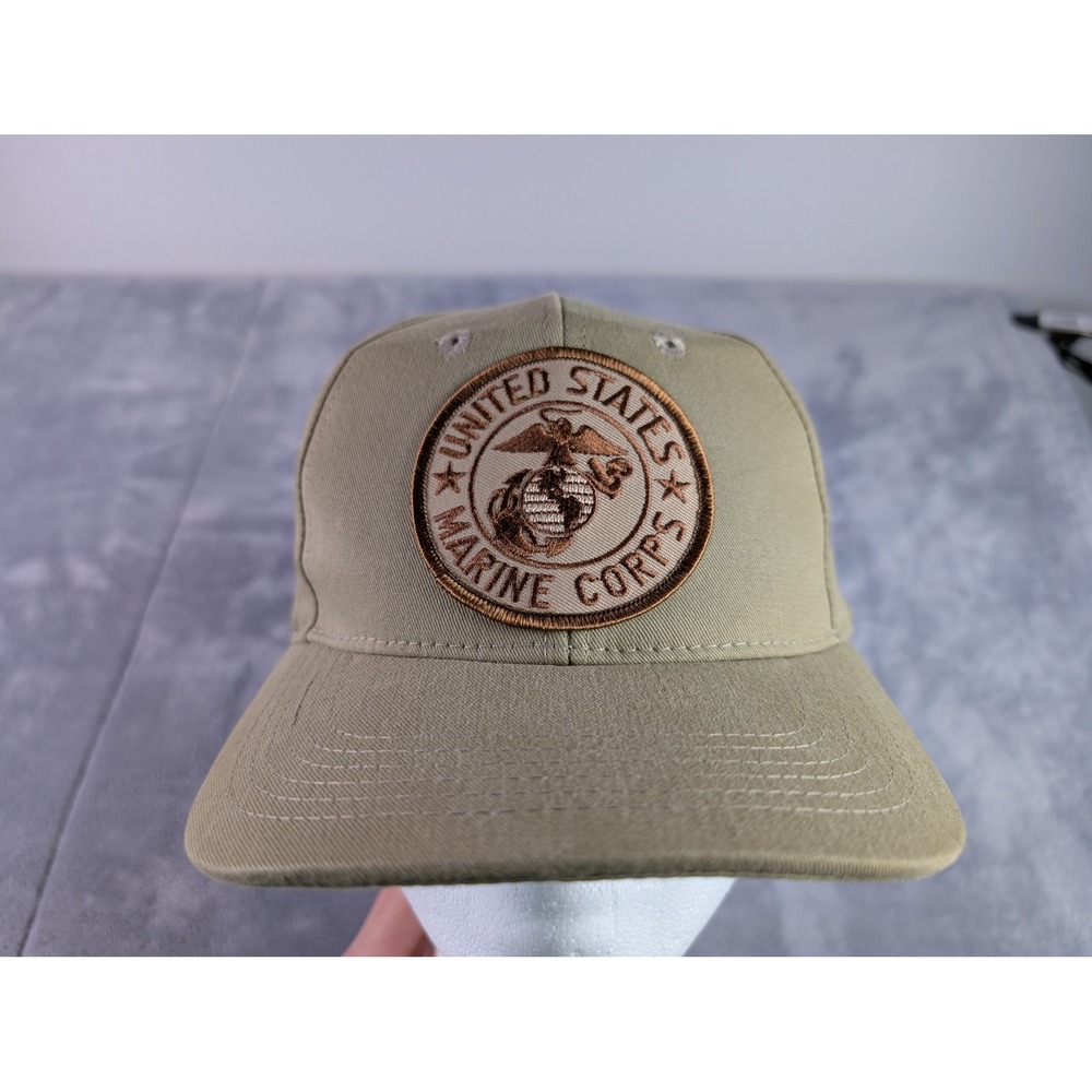 US Marine Corps USMC Snapback Hat Khaki Tan Made in USA Adjustable Baseball Cap